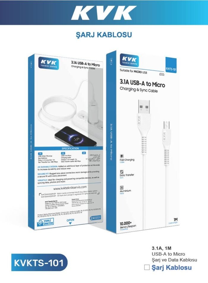 kvkstore.com.tr | HASIR IŞIKLI 2.4A USB-A TO LIGHTINING 12W 1.2M KABLO ( APPLE -İPHONE )