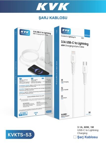 USB-C TO LIGHTINING 3.4A 60W 1M KABLO ( APPLE - İPHONE )