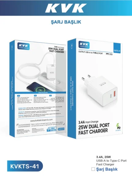 25W TYPE-C+USB-A ÇİFT PORT USB HIZLI ADAPTÖR
