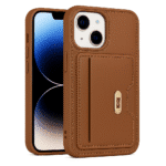 kvkstore.com.tr | Apple iPhone 15 Cüzdanlı Deri Kılıf Kahverengi