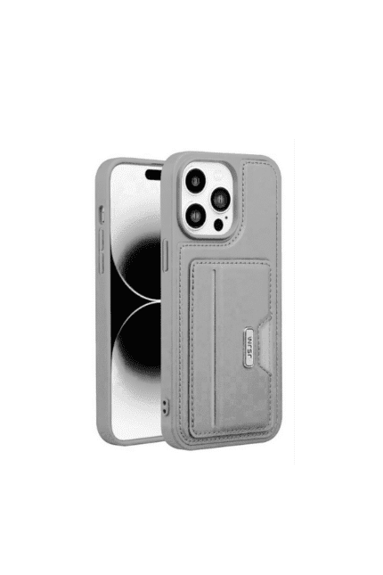 Apple iPhone 15 Pro Cüzdanlı Deri Kılıf Gri