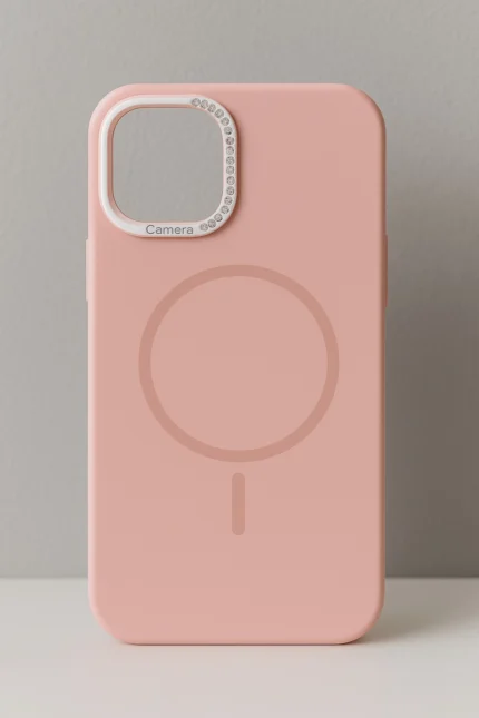 iPhone 13 Uyumlu Kadife Dokulu Lansman Kılıf Premium Koruma ve Şıklık Rose Renk