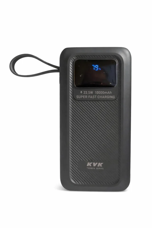 kvkstore.com.tr|KVK 10000 mAh 22.5W Hızlı Şarj All-in-One Powerbank | 4 Entegre Kablo | LED Fener | Dijital Ekran